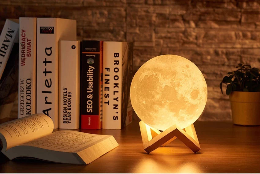 Moon Lamp 3D Colour Changing Rechargeable LED Lamp with Stand