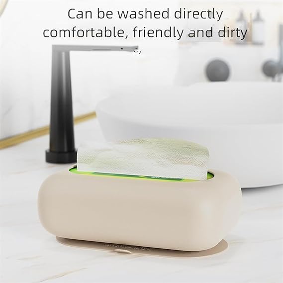 Silicone Tissue Box with Suction Cup | Dynamic Self-Adhesive Wall-Mounted Toilet Paper Holder | Kitchen Bedroom Bathroom Wet Wipes Holder | Reusable Portable Tissue Dispenser