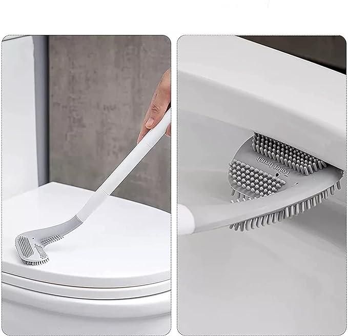 Golf Toilet Brush, Long Handle Toilet Brush, Flexible Bendable Silicone Golf Toilet Bowl Cleaner Toilet Brushes for Bathroom 360 No Dead Ends Wall Mounted