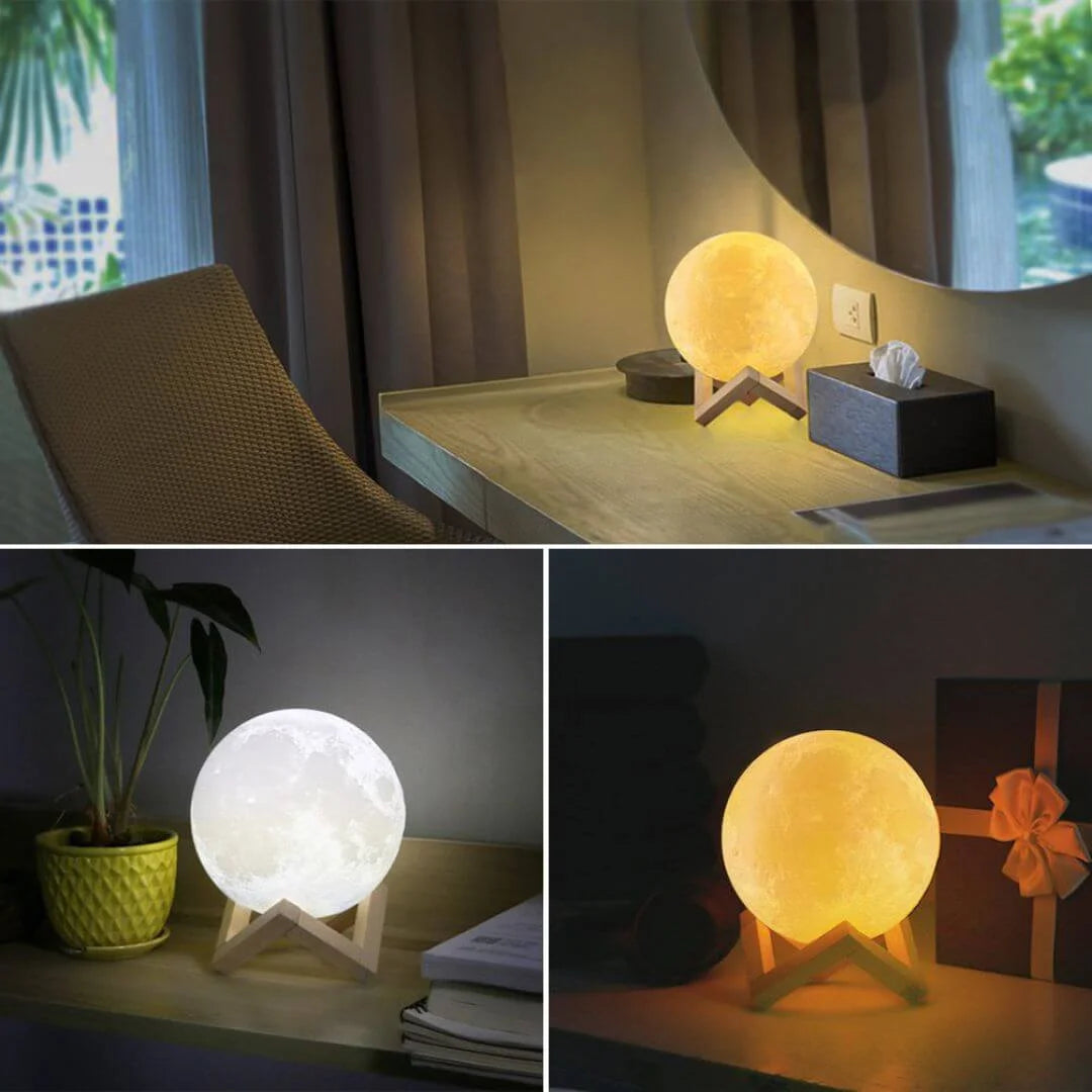 Moon Lamp 3D Colour Changing Rechargeable LED Lamp with Stand