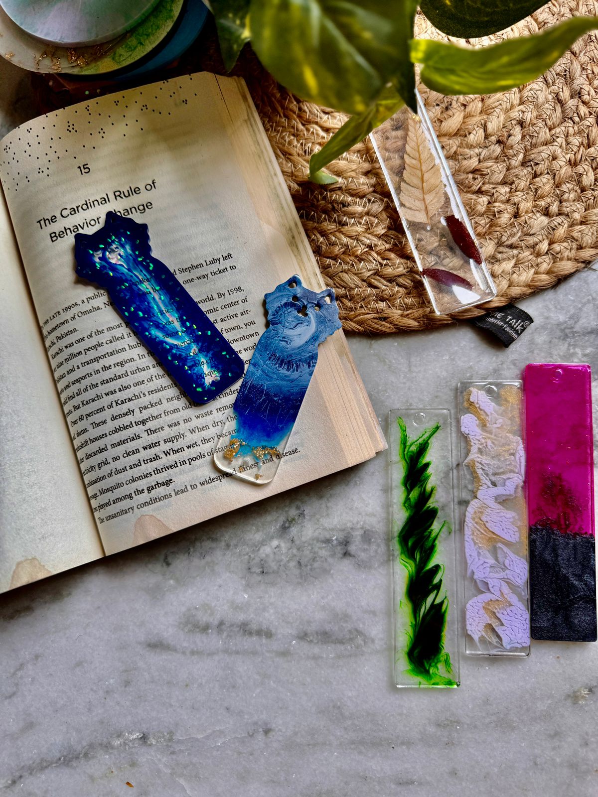 Handcrafted Resin Bookmarks - Set of 1