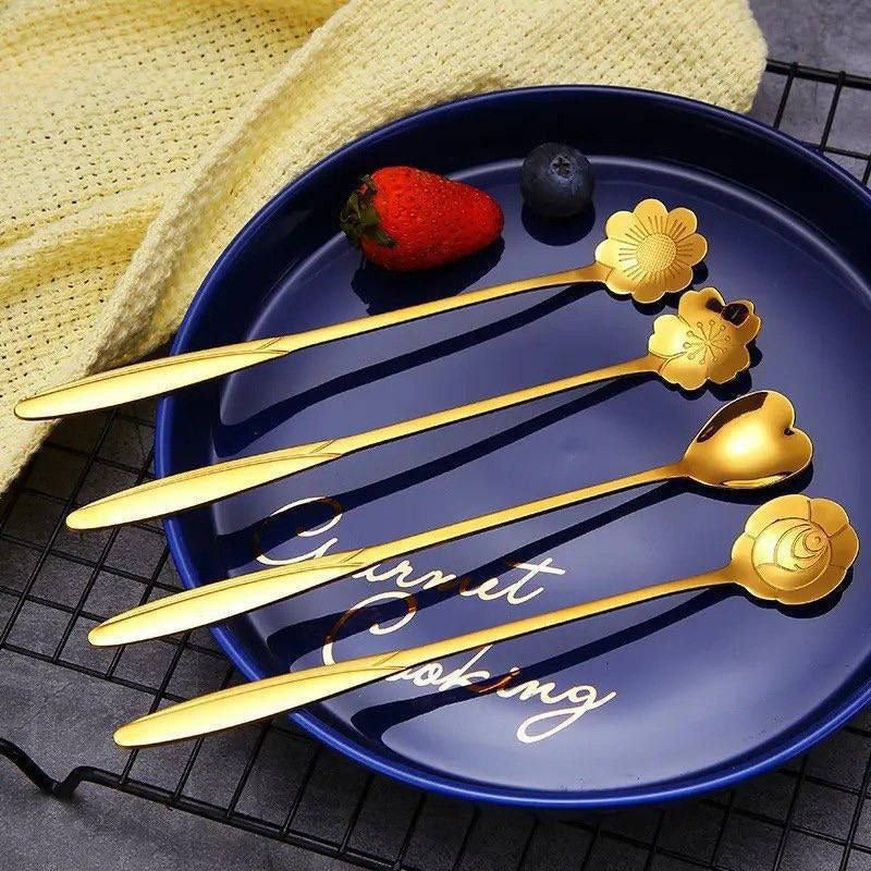 Stylish Golden Stainless Steel Spoon Set