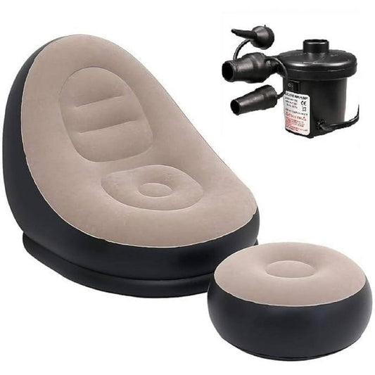 Inflatable Lazy Sofa With Footrest Lounge Chair | Portable Indoor- Outdoor Air Bed Sofa  With Electric Pump