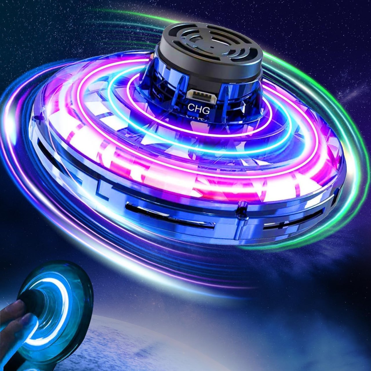 Flying Gyro Spinner | Orb Ball | UFO Flying Ball Hand Controlled Boomerang Hover Spinner Ball | 360 Rotating Magic Ball