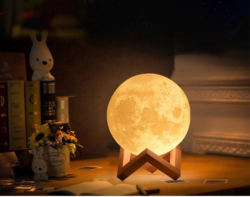 Moon Lamp 3D Colour Changing Rechargeable LED Lamp with Stand